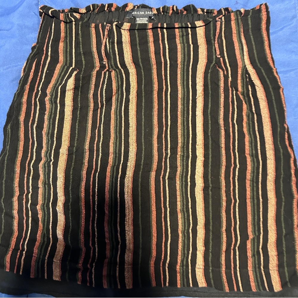 American Eagle Outfitters Black and Tan Striped Mini Skirt